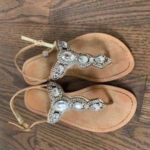 Ivanka Trump Crystal Embellished Leather Sandals